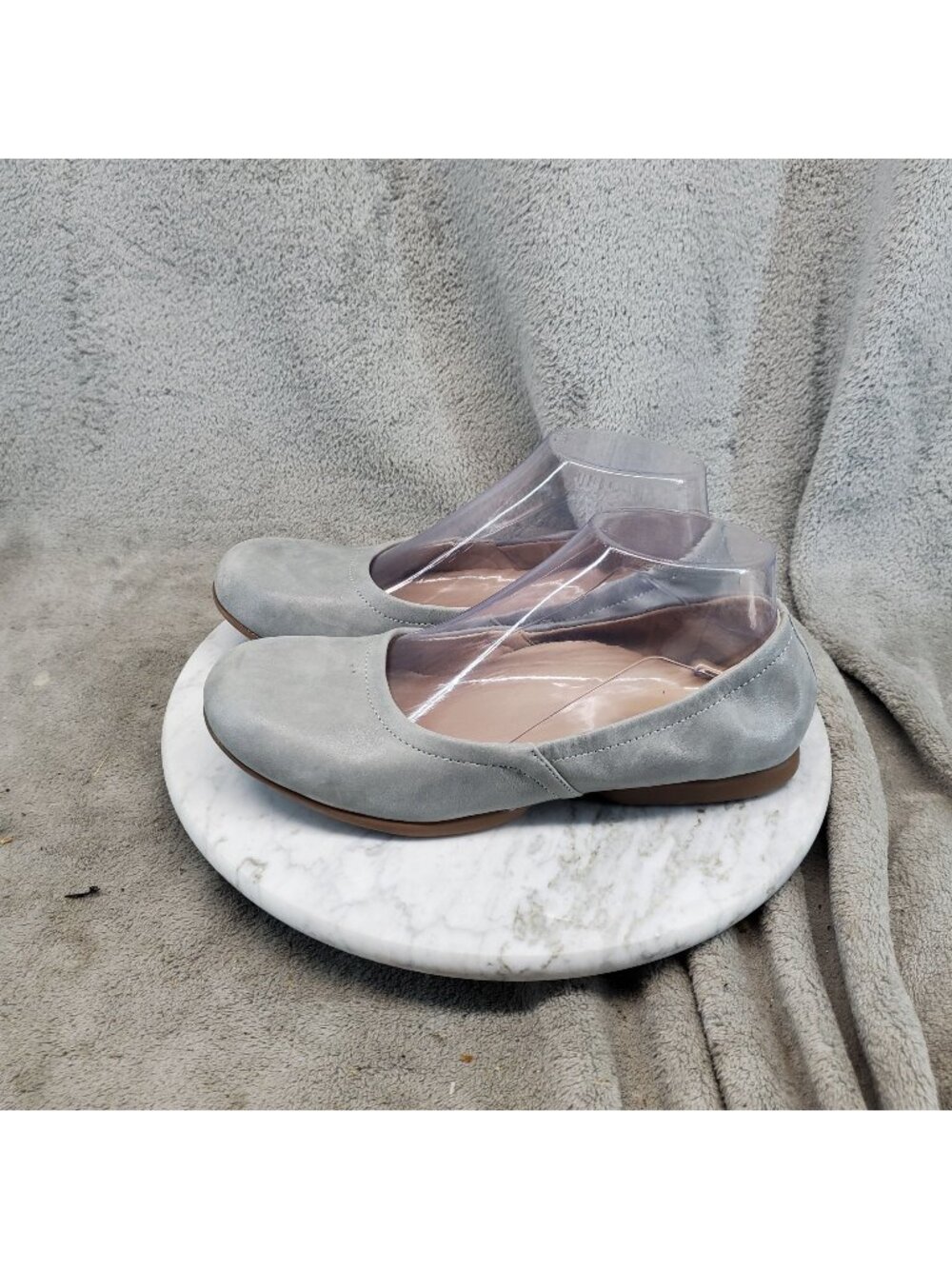 Abeo Shoes Womens Size 7.5 Tilly Gray Leather Ballet Flats *Read*